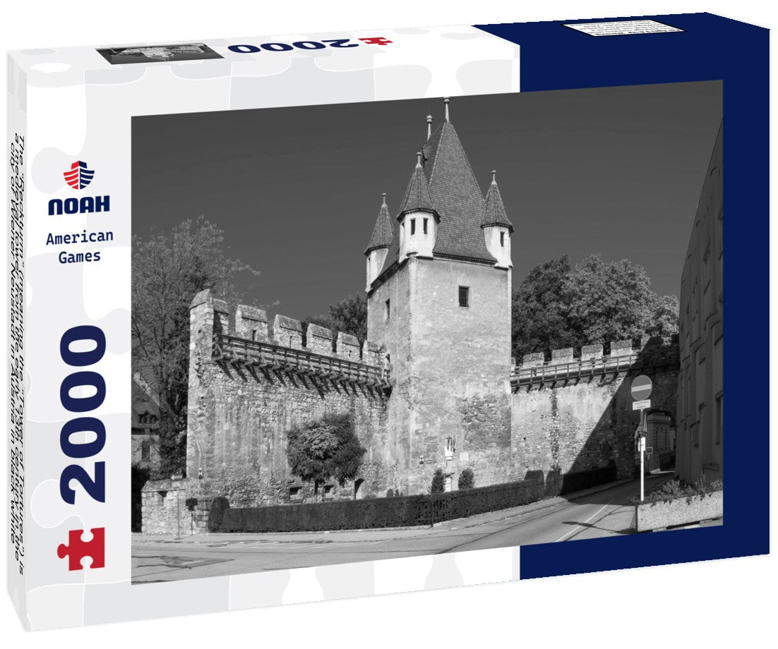 Noah Jigsaw Puzzle The “Reckturm” (meaning the “Tower of Tortures”) is a medieval tower from the early 13th century in the city of Wiener Neustadt in Austria in black white 2000 pieces