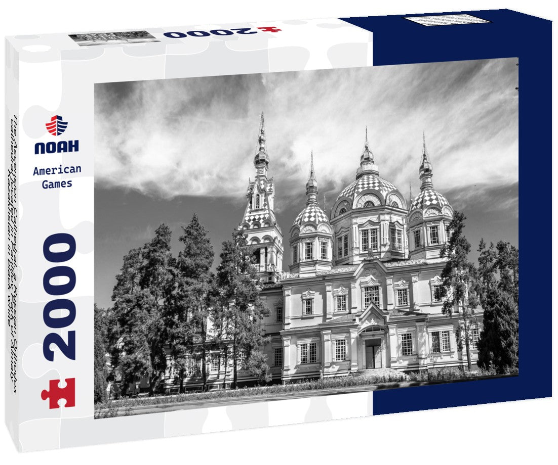 The Ascension Cathedral, a Russian Orthodox cathedral located in Panfilov Park of Almaty, Kazakhstan 2000pc PuzzleBlack and White