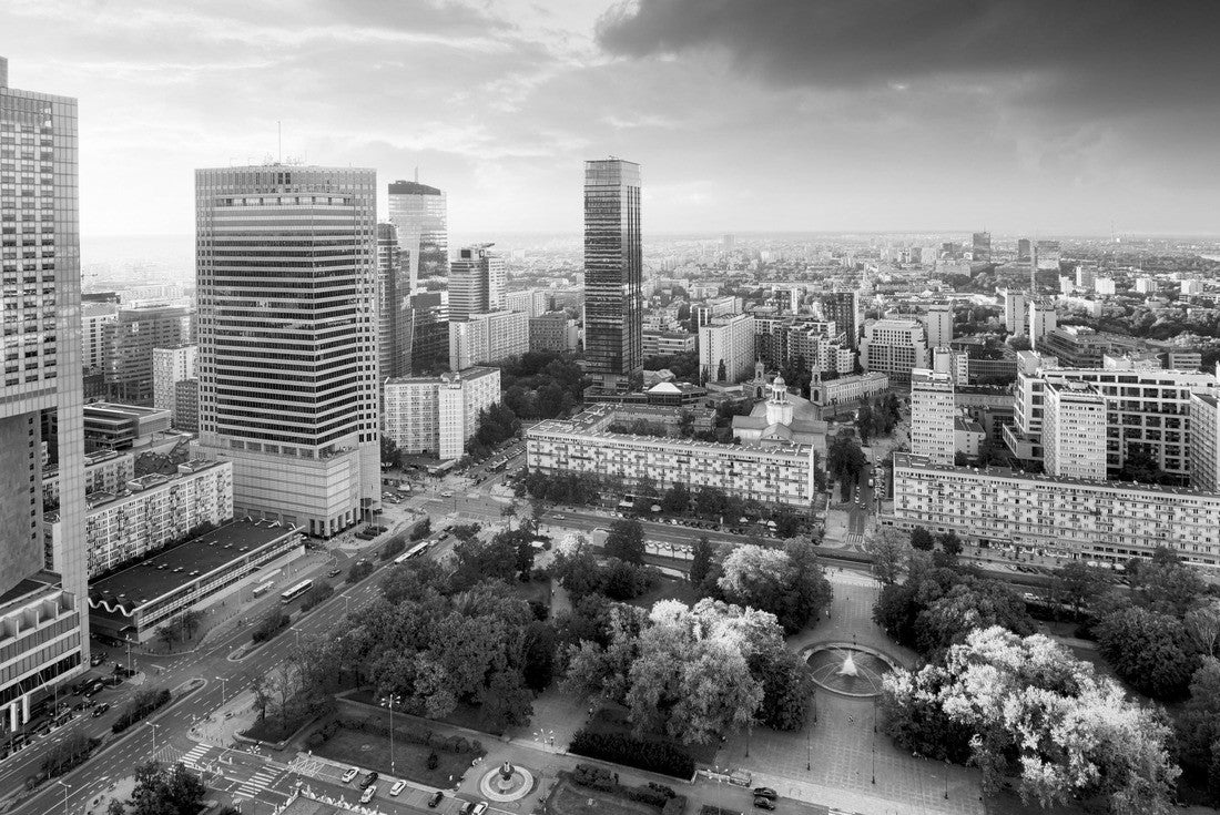 Warsaw city with modern skyscraper at sunset, Poland 2000pc PuzzleBlack and White