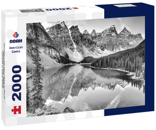 Noah Jigsaw Puzzle Moraine Lake panorama in Banff National Park, Alberta, Canada in black white 2000 pieces