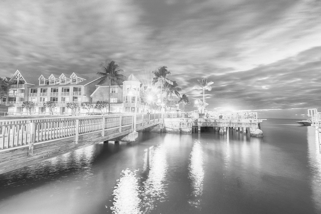 Pier at the harbor of Key West, Florida at sunset 2000pc PuzzleBlack and White