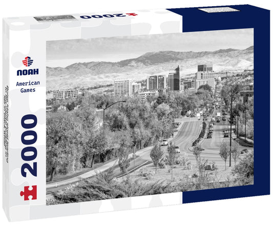 Noah Jigsaw Puzzle Boise Idaho street leading to the capital building in fall in black white 2000 pieces