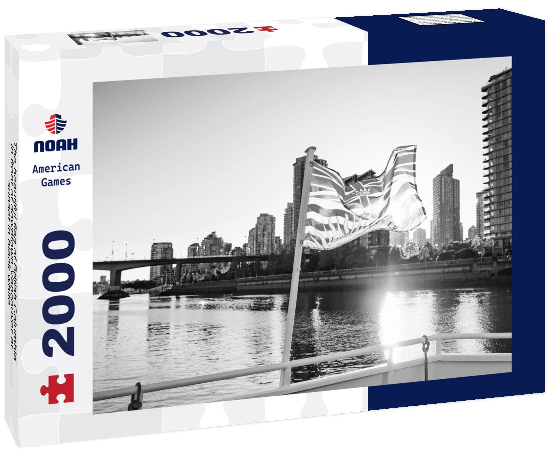 The beautiful flag of British Columbia in front of downtown Vancouver at sunset 2000pc PuzzleBlack and White