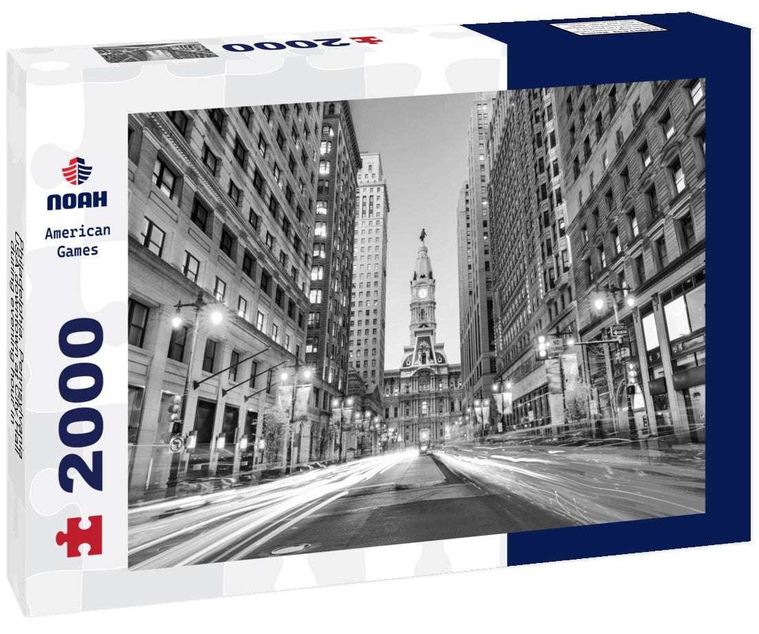 Philadelphia, Pennsylvania, USA downtown at City Hall during evening hour 2000pc PuzzleBlack and White