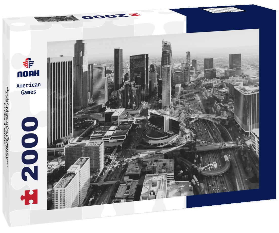 Aerial view of a Downtown Los Angeles at sunset 2000pc PuzzleBlack and White