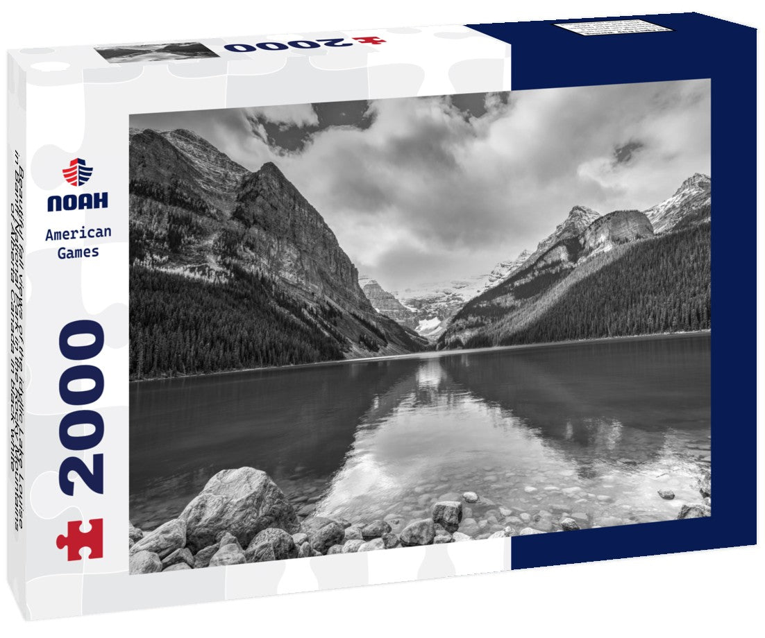 Noah Jigsaw Puzzle Beautiful fall views of the idyllic Lake Louise in Banff National Park in the Rocky Mountains of Alberta Canada in black white 2000 pieces