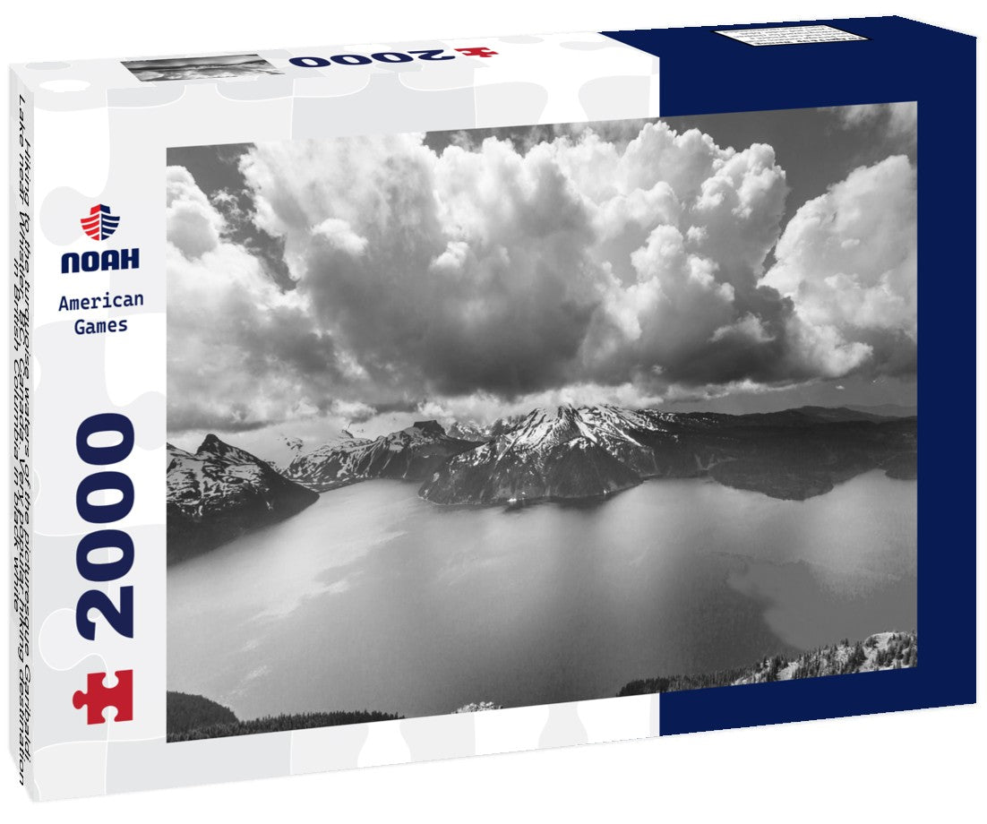 Noah Jigsaw Puzzle Hiking to the turquoise waters of the picturesque Garibaldi Lake near Whistler, BC, Canada. Very popular hiking destination in British Columbia in black white 2000 pieces