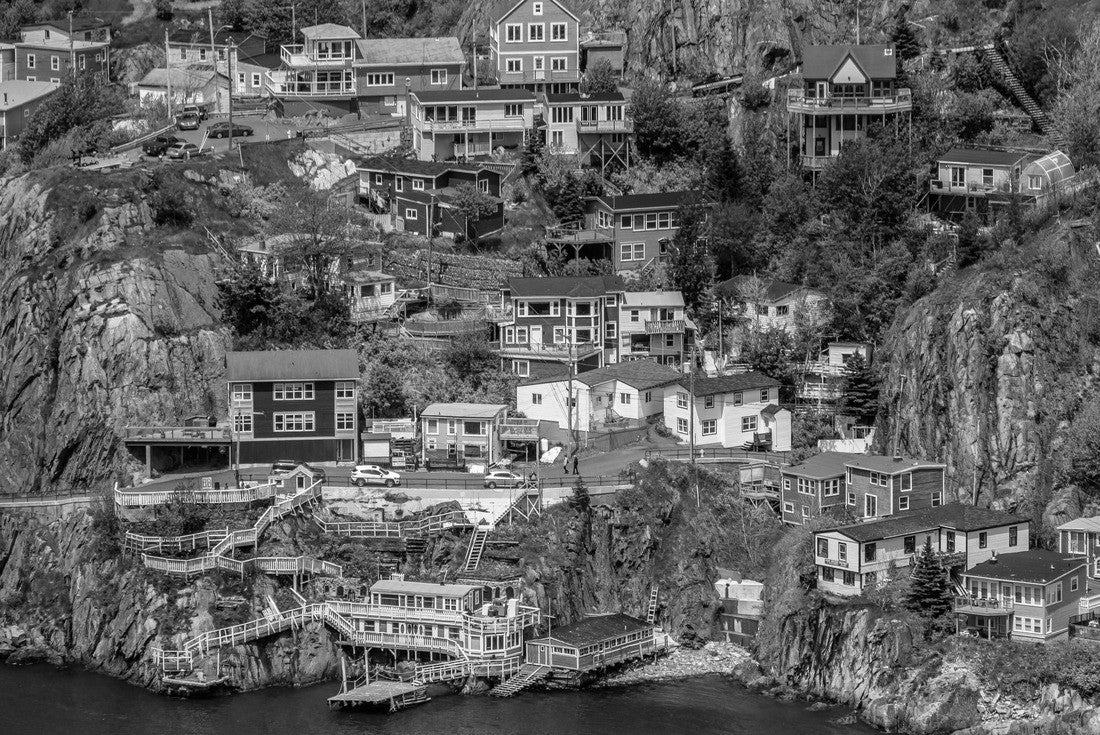 aerial view of beautiful, colorful houses on the rocky slope of Signal Hill in St. John's Newfoundland, Canada 2000pc PuzzleBlack and White