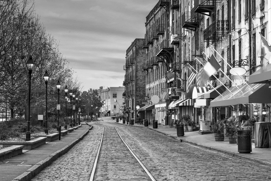 Savannah, Georgia, USA bars and restaurants on River Street 2000pc PuzzleBlack and White