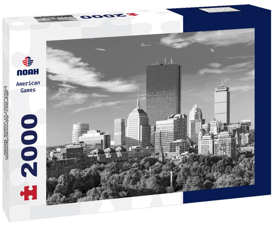 Noah Jigsaw Puzzle Boston, Massachusetts, USA Skyline over Boston Common in black white 2000 pieces