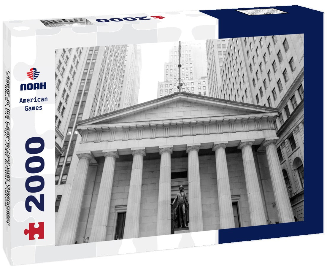 Facade of the Federal Hall with Washington Statue on the front, Wall Street, Manhattan, New York City, USA 2000pc PuzzleBlack and White