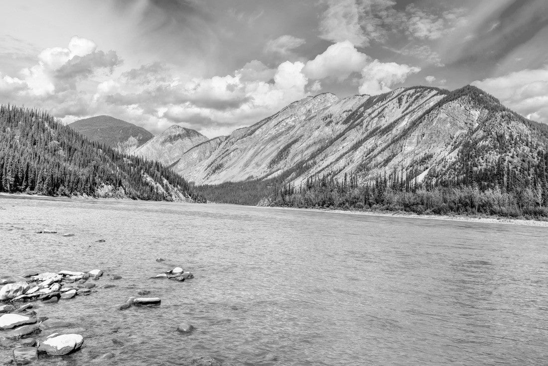 Upstream view to South Nahanni River - Nahanni National Park Reserve, Northwest Territories, Canada 2000pc PuzzleBlack and White