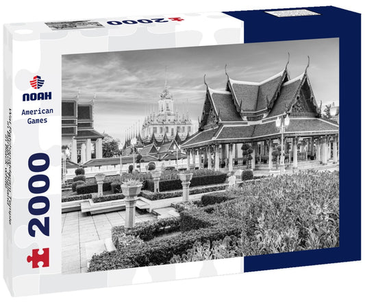 Noah Jigsaw Puzzle Wat Ratchanatdaram Temple in Bangkok, Thailand in black white 2000 pieces