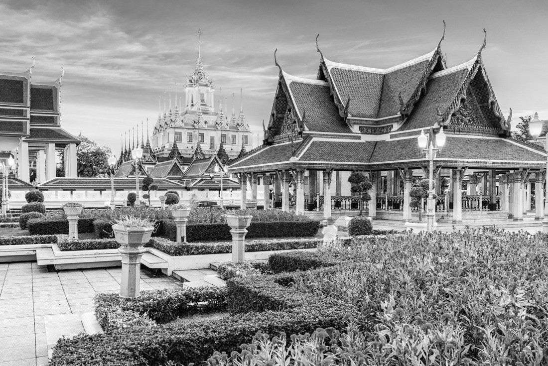 Noah Jigsaw Puzzle Wat Ratchanatdaram Temple in Bangkok, Thailand in black white 2000 pieces