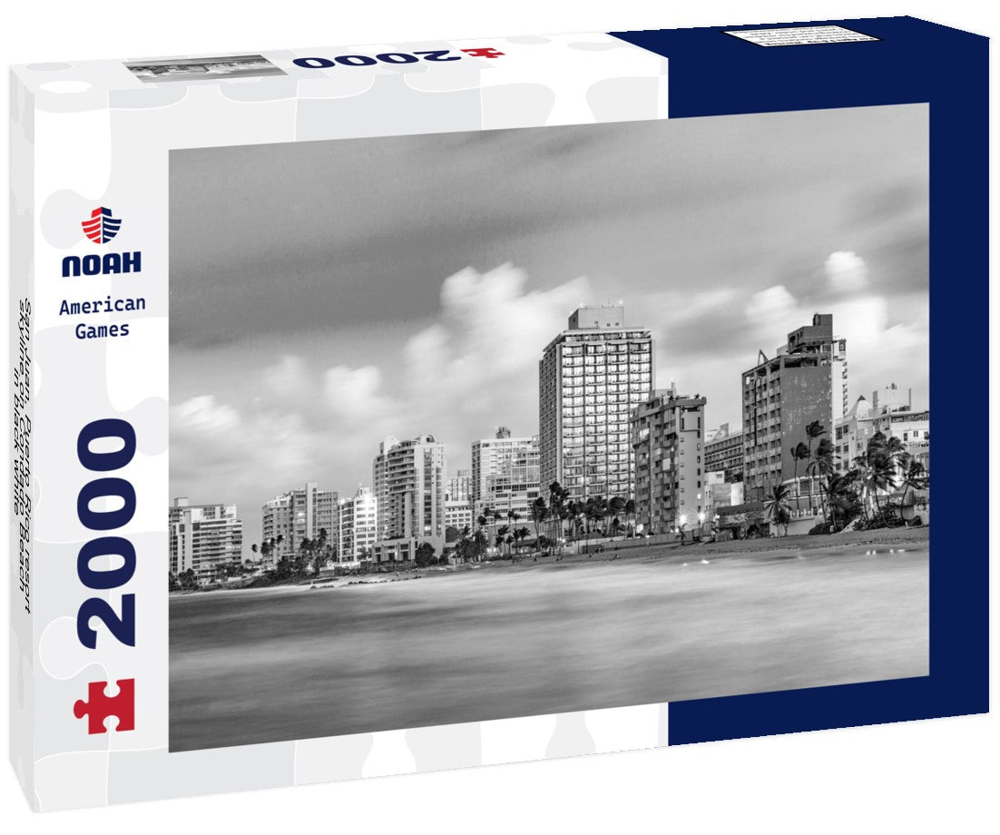 San Juan, Puerto Rico resort skyline on Condado Beach 2000pc PuzzleBlack and White
