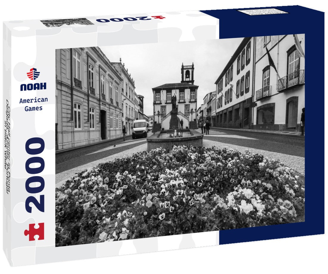 City Hall center in Ponta Delgada, Azores, Portugal 2000pc PuzzleBlack and White