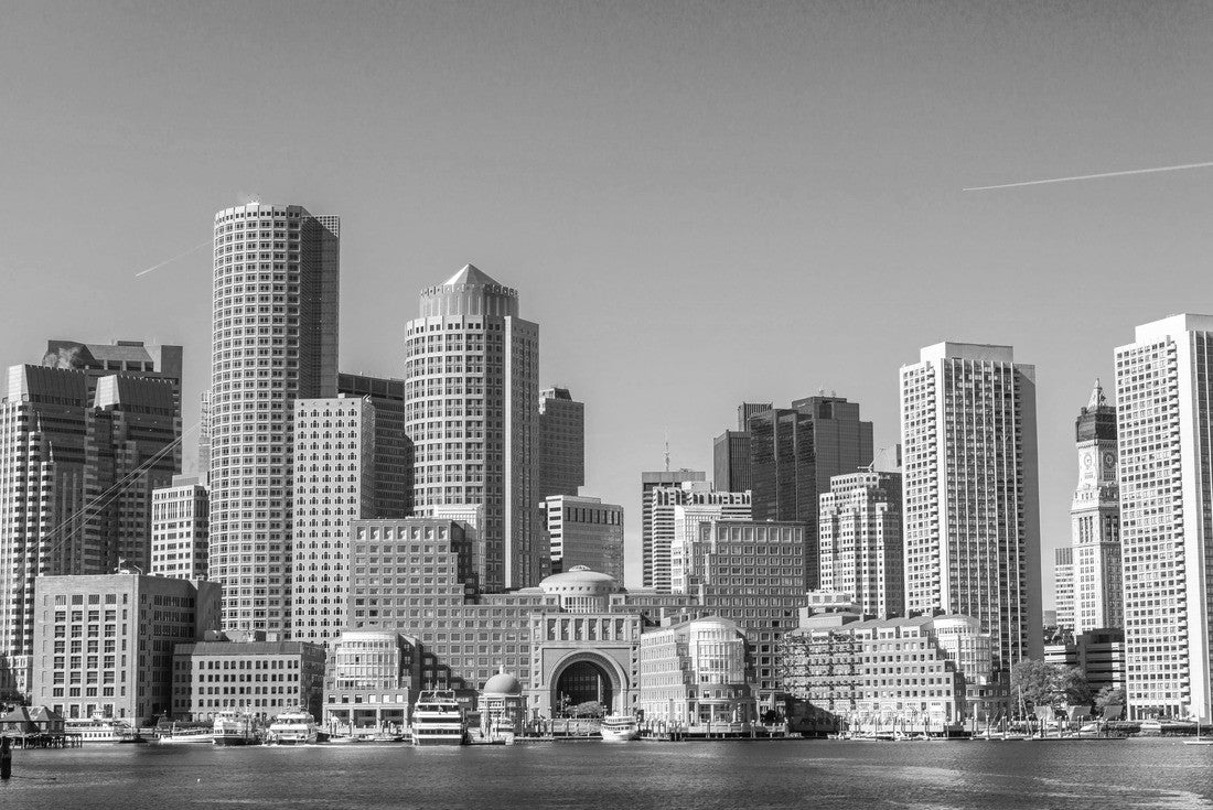 Boston skyline as seen from ferry 2000pc PuzzleBlack and White