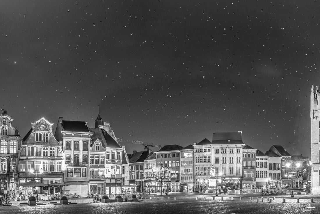 Beautiful cityscape of the Great Market in Mechelen - near Brussels - at night. Historic city center in Belgium 2000pc PuzzleBlack and White