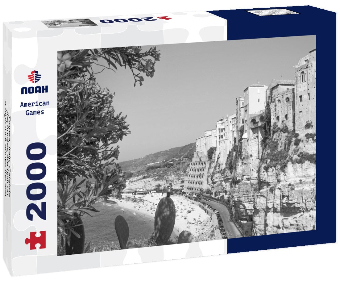 Tropea, Italy, Calabria, the houses are built on a high rock above the sea 2000pc PuzzleBlack and White