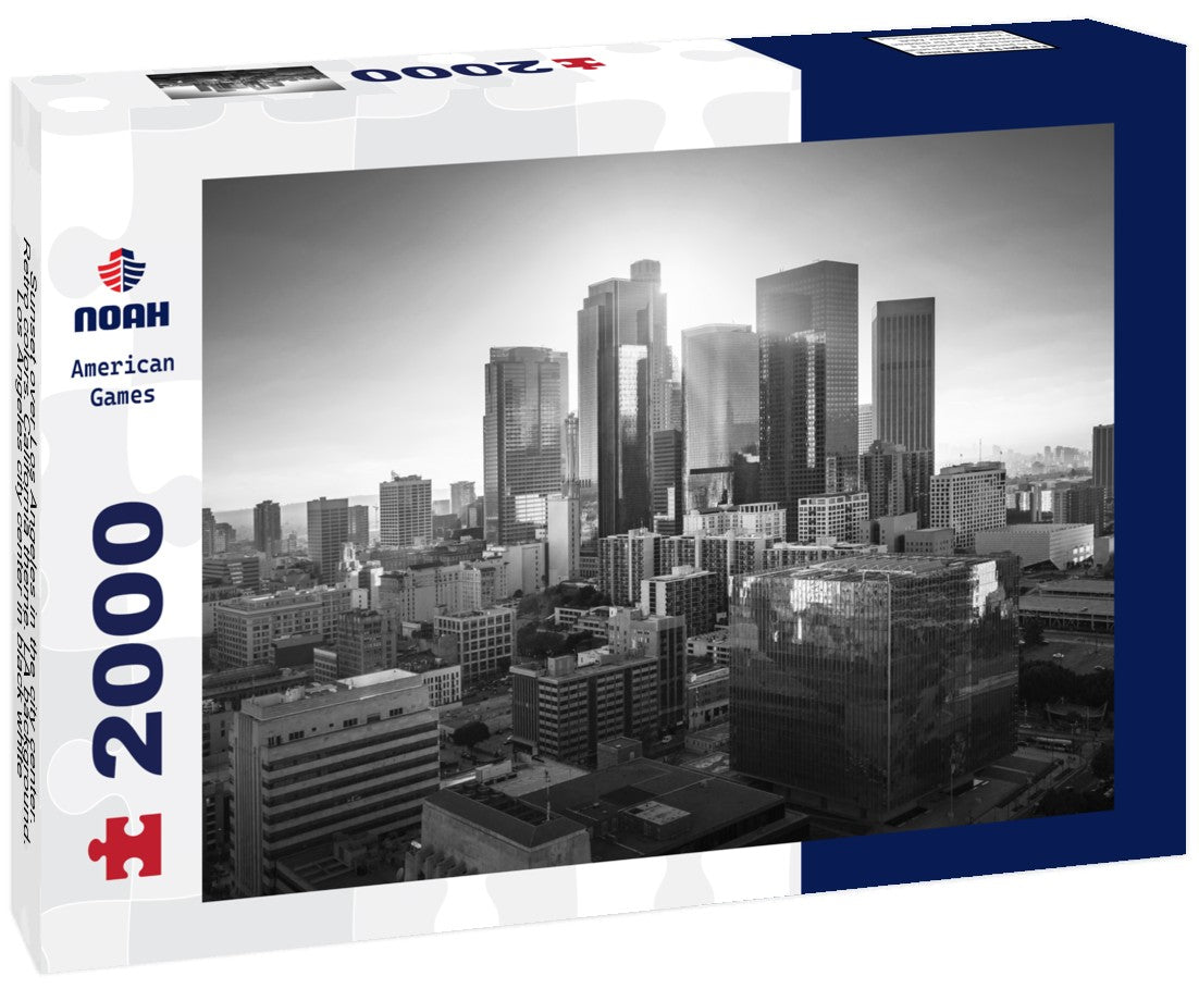 Sunset over Los Angeles in the city center. Retro colors. California theme. LA background. Los Angeles city center 2000pc PuzzleBlack and White