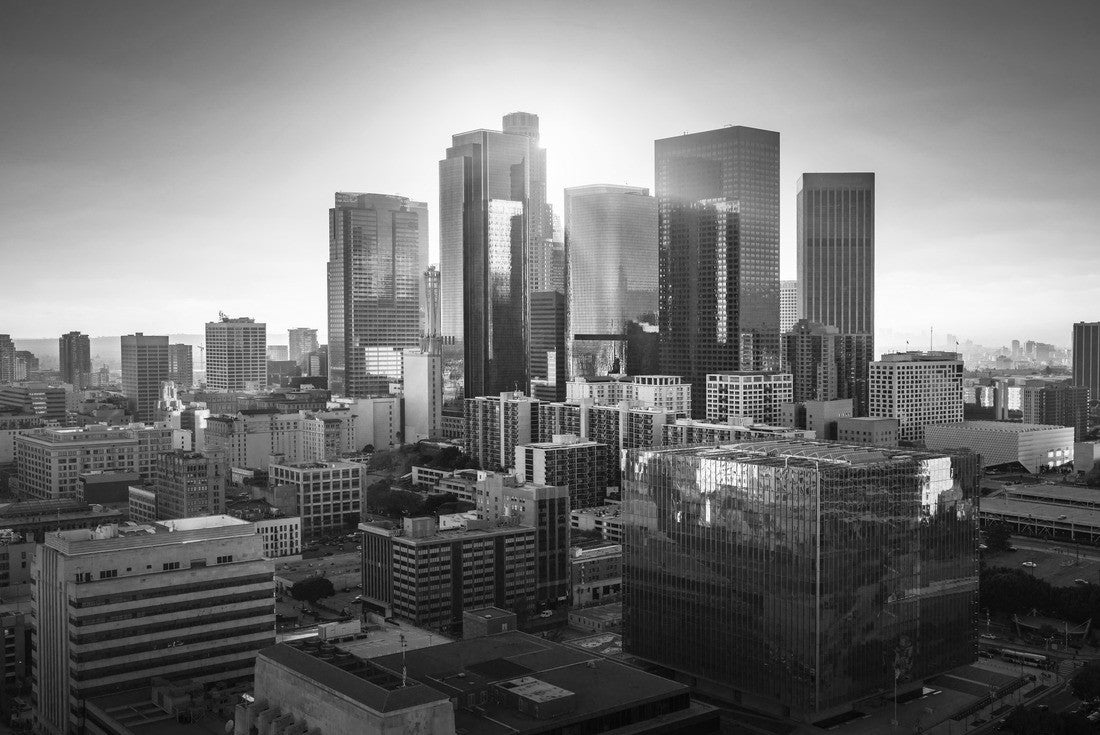 Sunset over Los Angeles in the city center. Retro colors. California theme. LA background. Los Angeles city center 2000pc PuzzleBlack and White