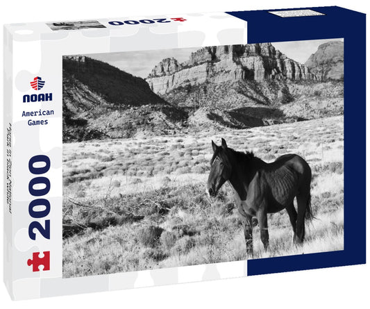 Noah Jigsaw Puzzle Horse in Zion National Park in black white 2000 pieces