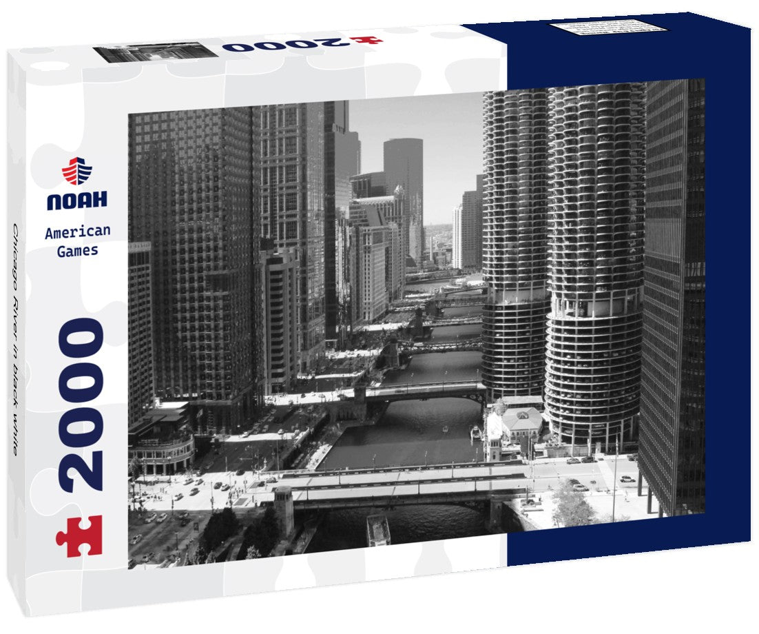Noah Jigsaw Puzzle Chicago River in black white 2000 pieces