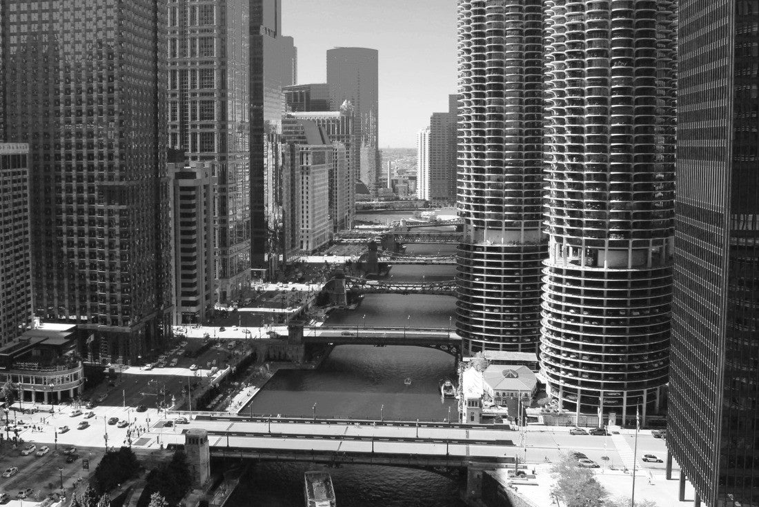 Noah Jigsaw Puzzle Chicago River in black white 2000 pieces