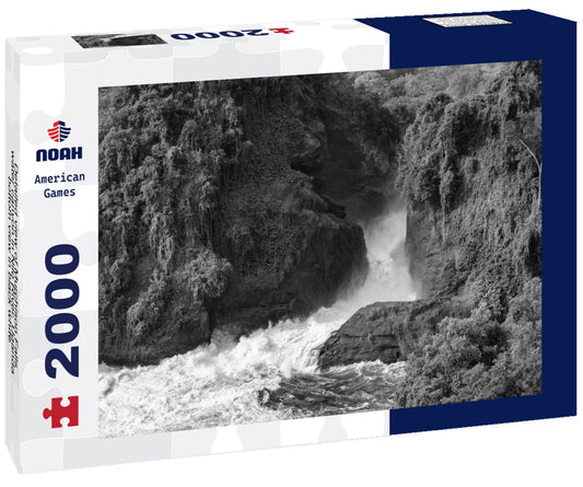 Noah Jigsaw Puzzle Detailed view of Murchison Falls water canyon in Nilo River, Uganda, bottom view in black white 2000 pieces