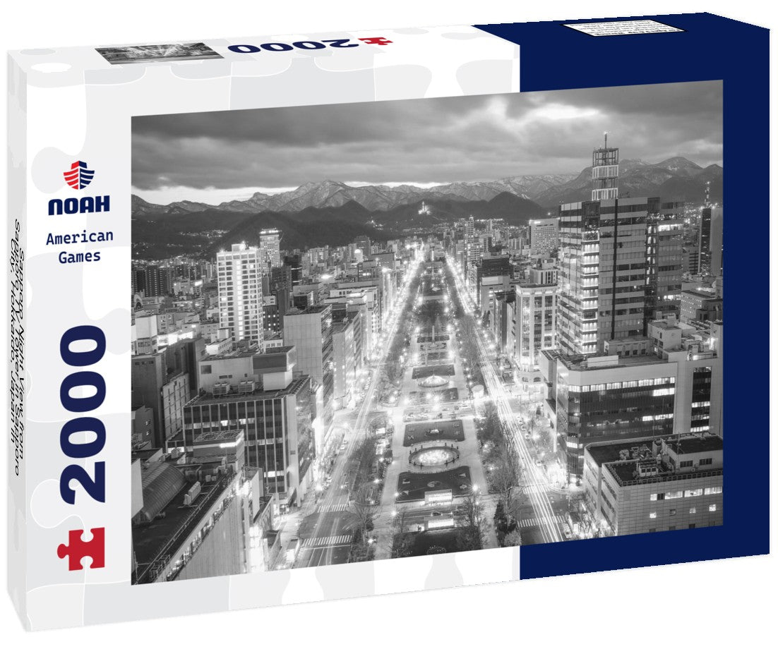 Noah Jigsaw Puzzle Sapporo Night View from Sapporo TV Tower in Sapporo City, Hokkaido, Japan in black white 2000 pieces