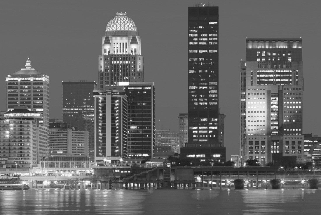 Skyline of Louisville, Kentucky, USA with the Ohio River in the foreground 2000pc PuzzleBlack and White