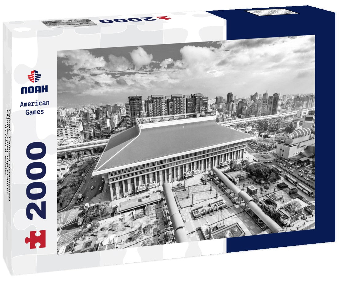 Taipei, Taiwan downtown skyline over the station 2000pc PuzzleBlack and White