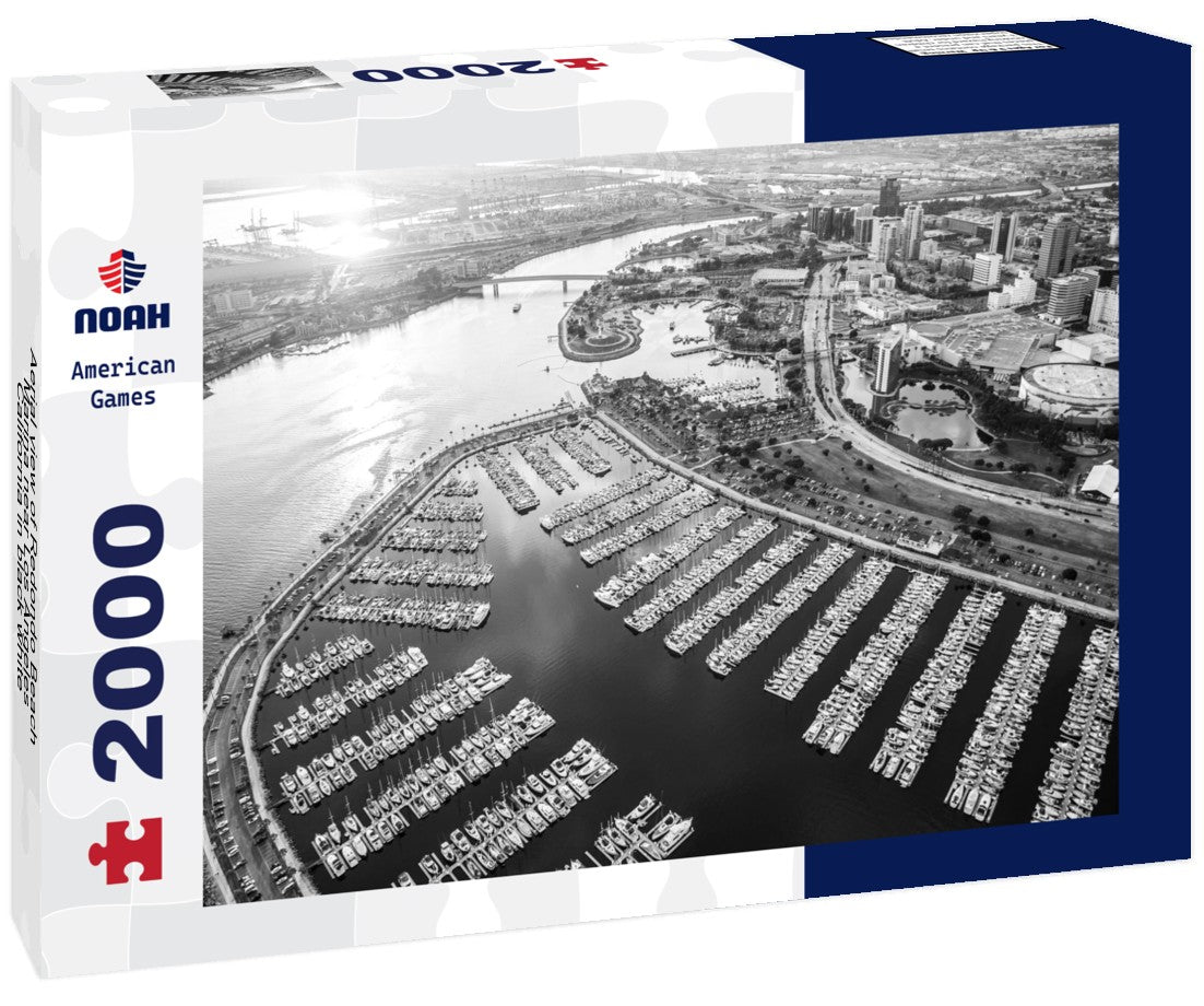 Aerial view of Redondo Beach Marina near Los Angeles, California 2000pc PuzzleBlack and White