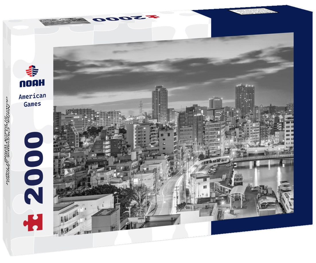 Naha, Okinawa, Japan downtown skyline at night 2000pc PuzzleBlack and White