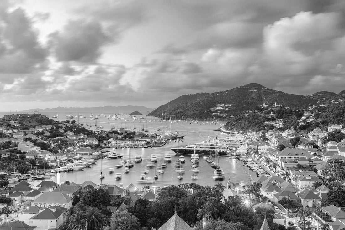Gustavia, St. Barts skyline and harbor in the West Indies of the Caribbean 2000pc PuzzleBlack and White