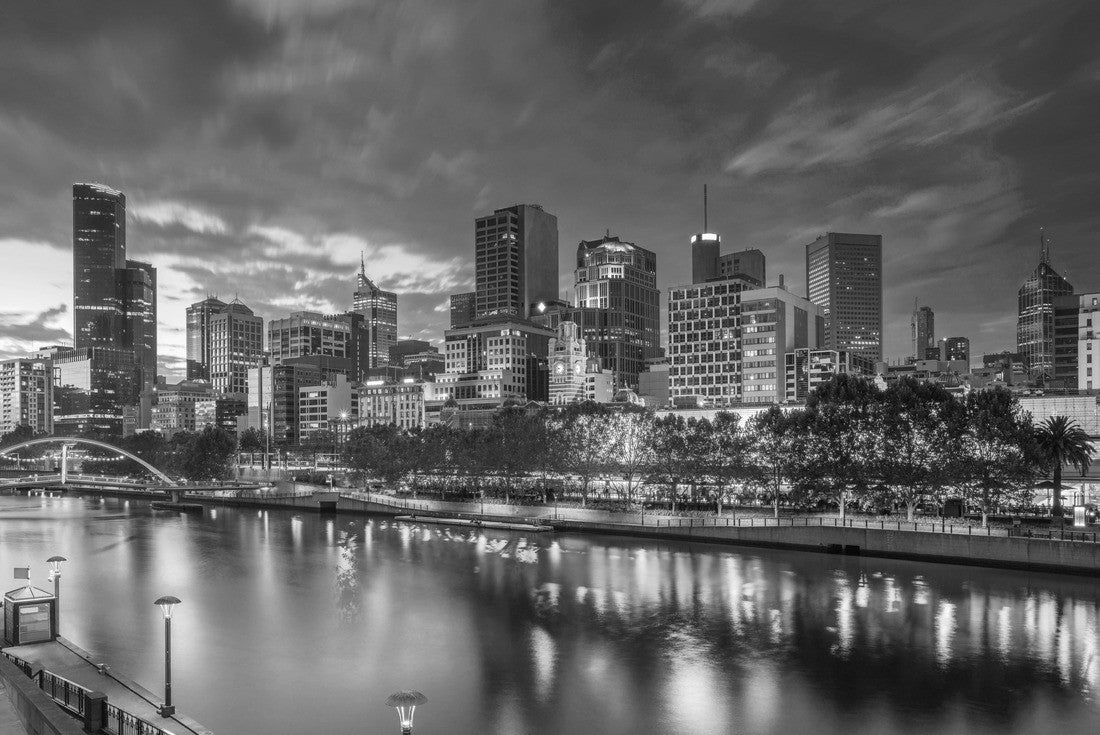 Melbourne, Australia Cityscape sunset 2000pc PuzzleBlack and White