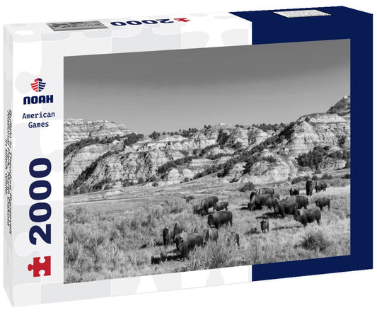 Noah Jigsaw Puzzle Buffalo in Theodore Roosevelt National Park, North Dakota in black white 2000 pieces