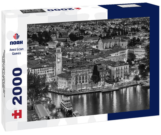 Noah Jigsaw Puzzle Beautiful night view of Riva del Garda, Lake Garda, Italy in black white 2000 pieces