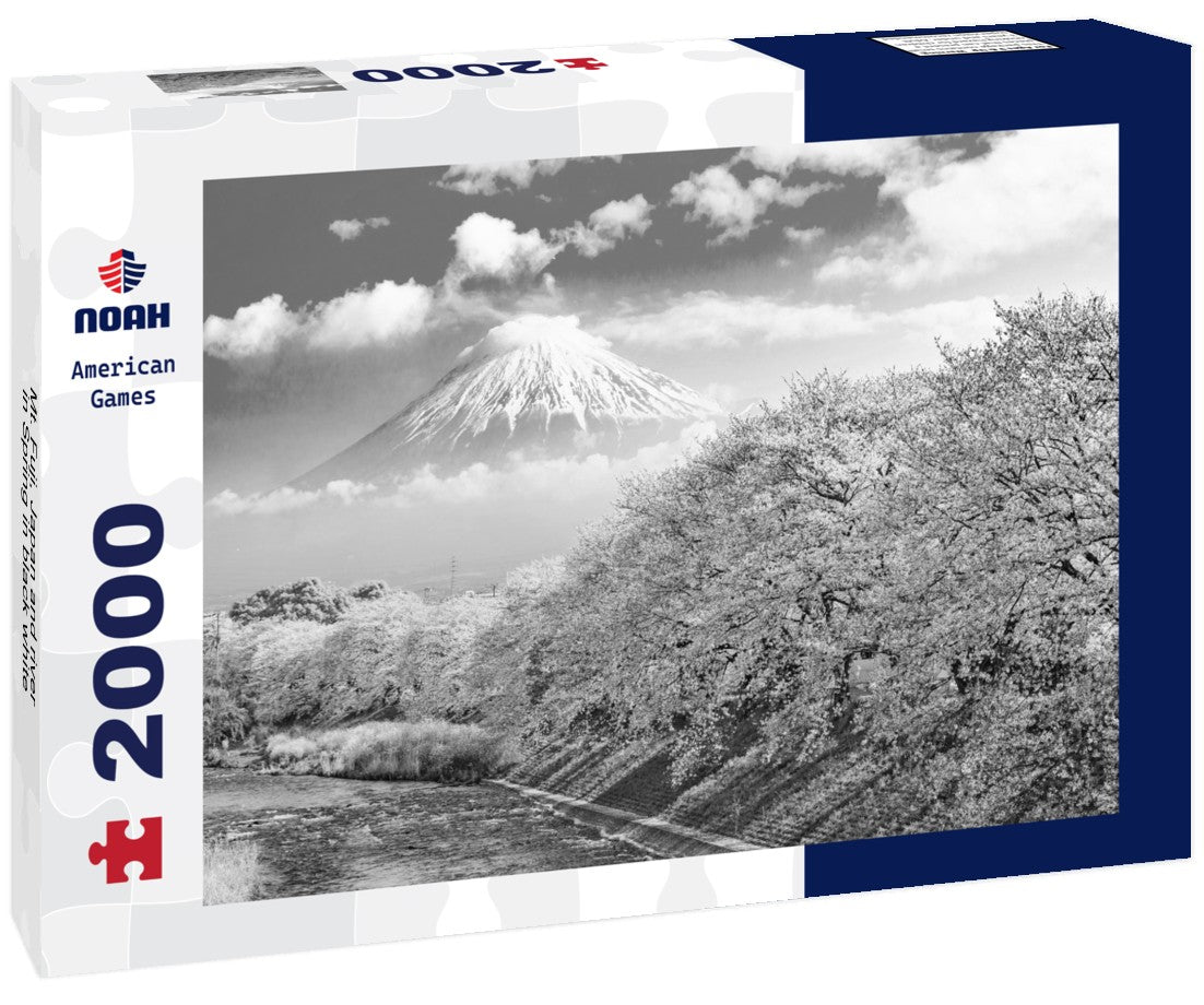 Mt. Fuji, Japan and river in Spring 2000pc PuzzleBlack and White