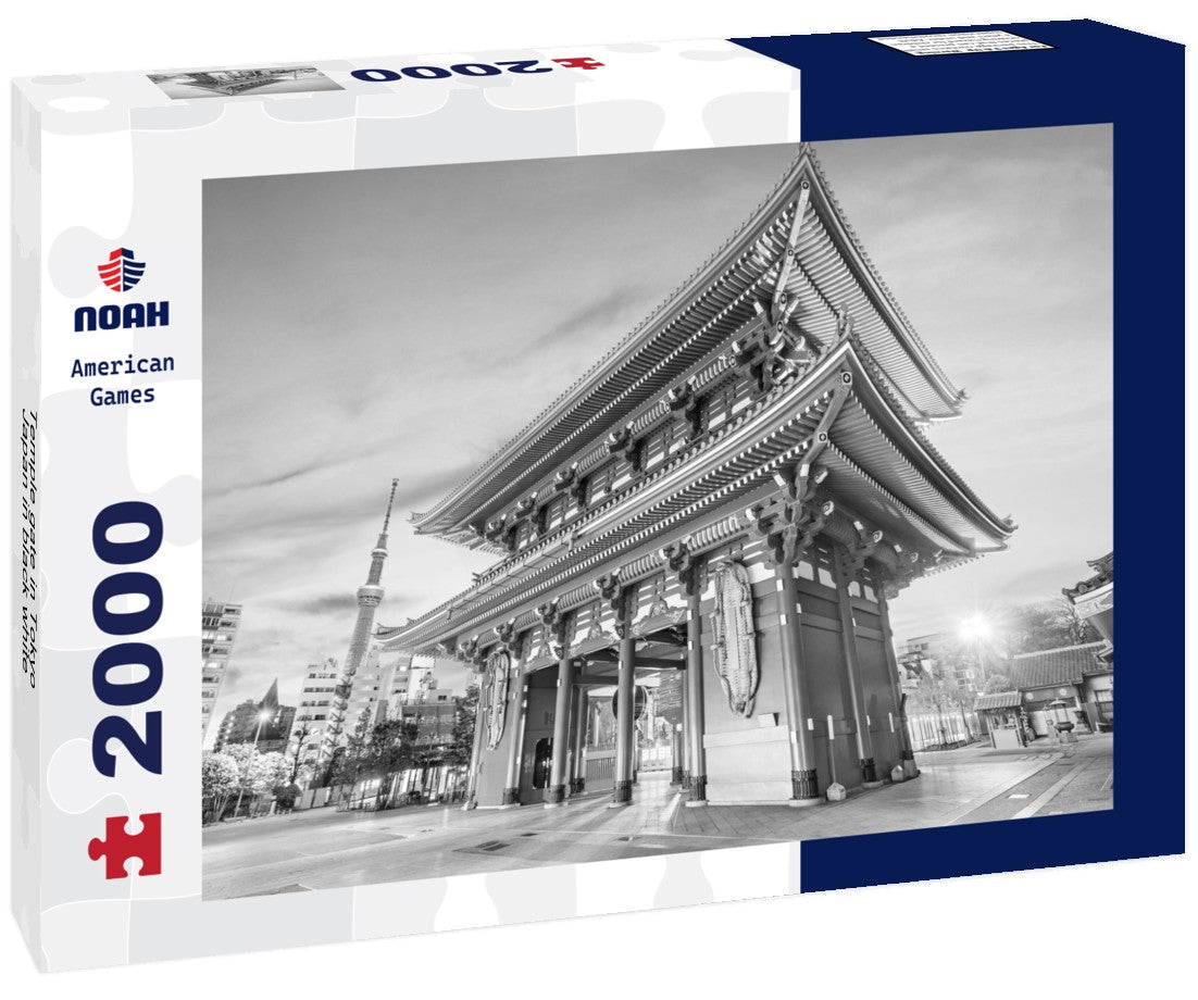 Noah Jigsaw Puzzle Temple gate in Tokyo, Japan in black white 2000 pieces