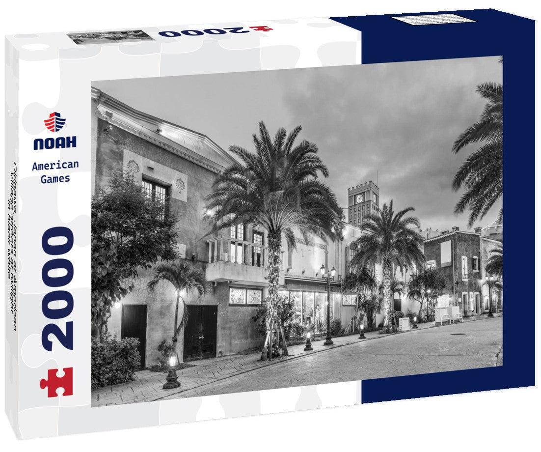 Okinawa, Japan at American Village streets at twilight 2000pc PuzzleBlack and White