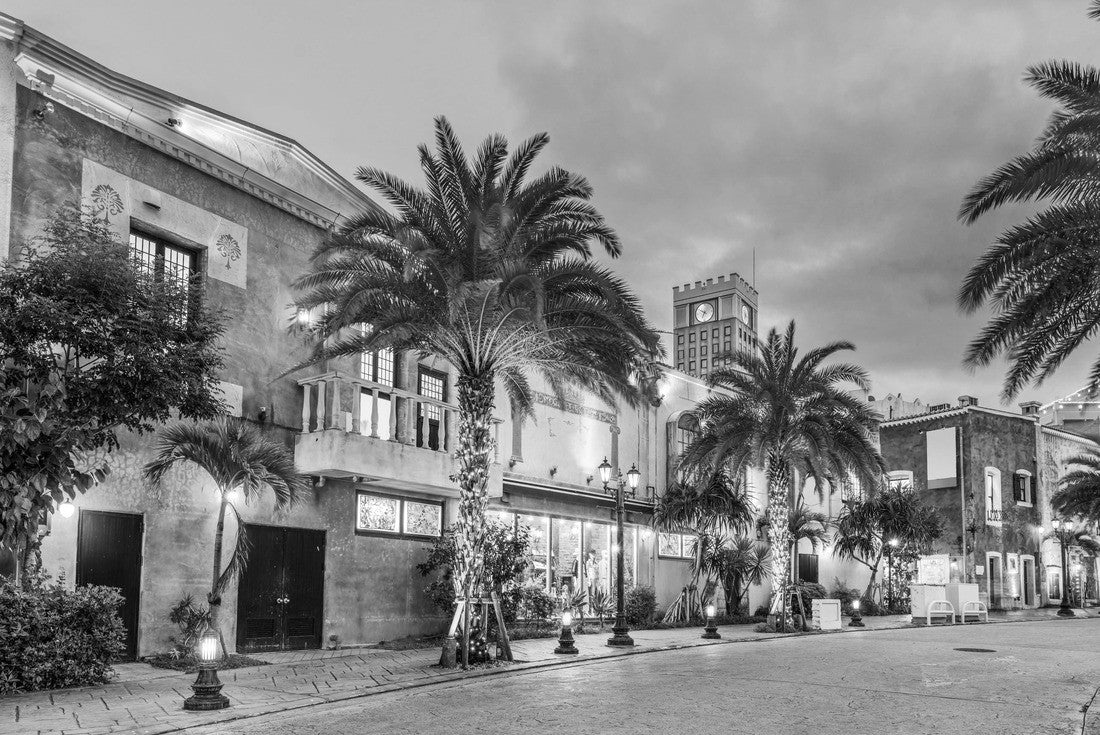 Okinawa, Japan at American Village streets at twilight 2000pc PuzzleBlack and White