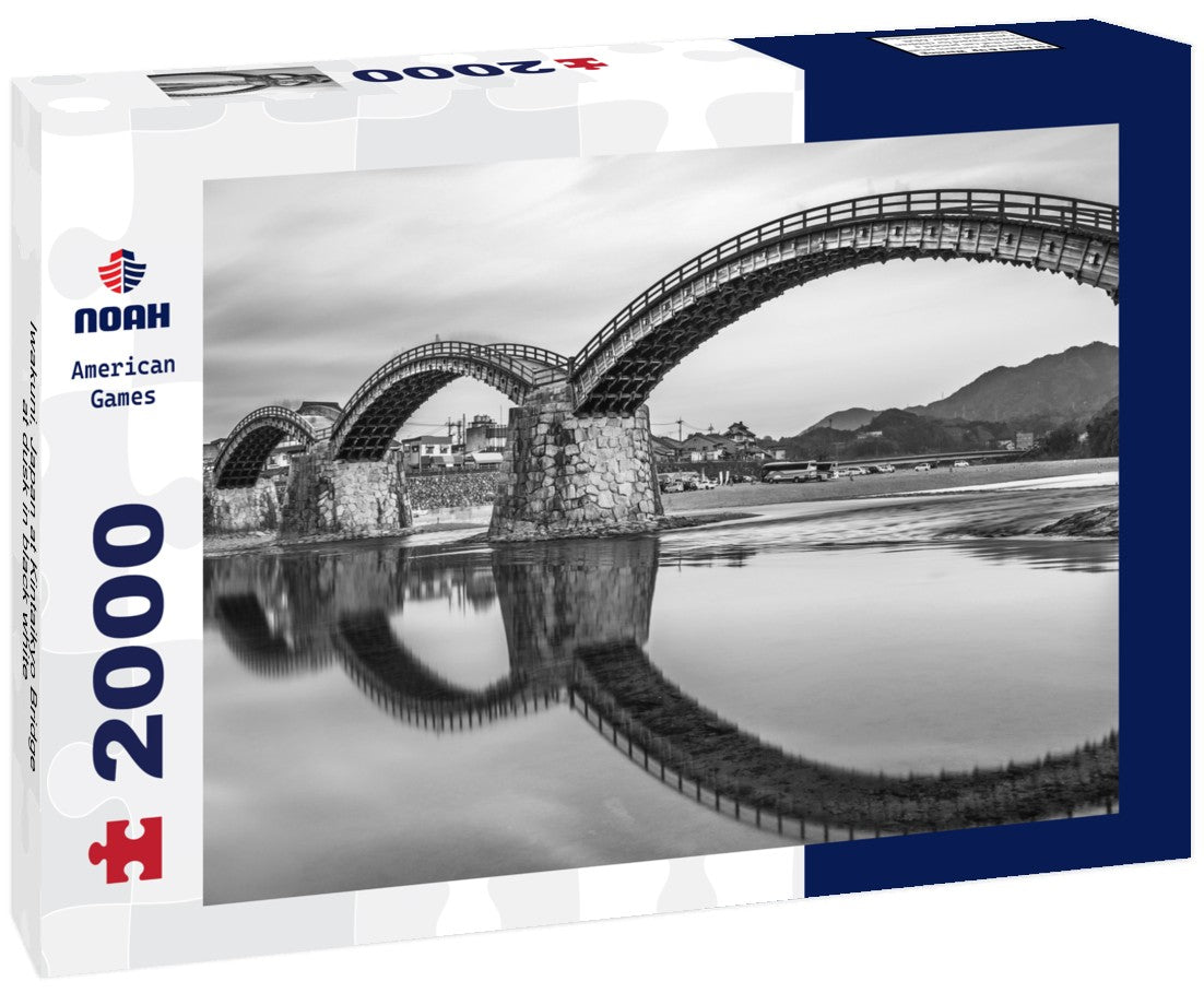 Iwakuni, Japan at Kintaikyo Bridge at dusk 2000pc PuzzleBlack and White