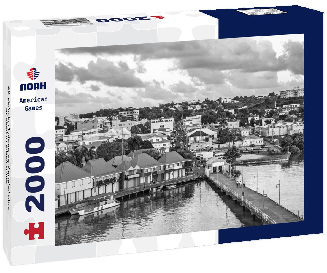 St. John's, Antigua port and skyline at dusk 2000pc PuzzleBlack and White