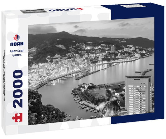 Noah Jigsaw Puzzle Atami City, Japan Skyline at twilight in black white 2000 pieces