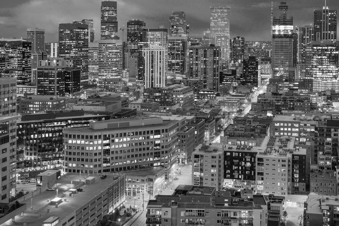 the Denver skyline from the top of the newest building 2000pc PuzzleBlack and White