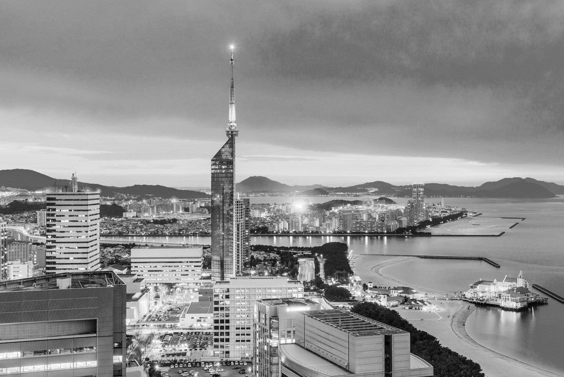 Noah Jigsaw Puzzle Fukuoka, Japan downtown city skyline in black white 2000 pieces