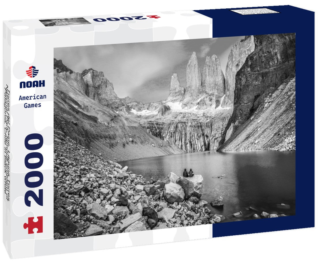 Noah Jigsaw Puzzle Torres del Paine, Laguna Torres National Park, famous emblem of Patagonia, Chile in black white 2000 pieces
