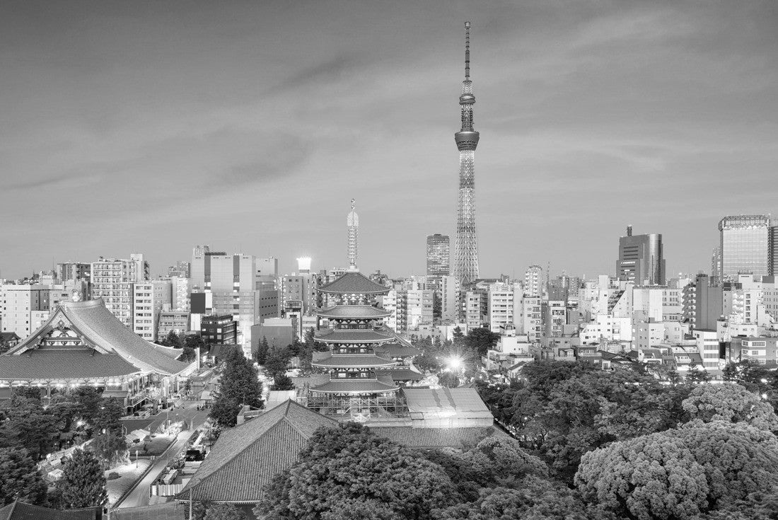 Tokyo, Japan skyline in Asakusa 2000pc PuzzleBlack and White