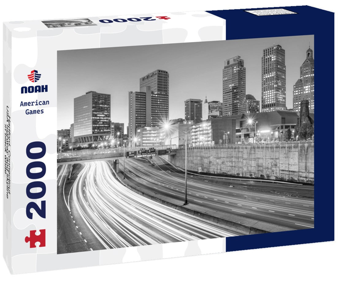 Hartford, Connecticut, USA highway and skyline 2000pc PuzzleBlack and White